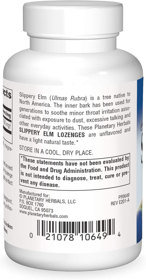 Planetary Herbals Slippery Elm Lozenges, Herbal Throat Support, 100 Lozenges