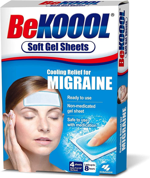 Be Koool Cooling Relief for Migraine, Soft Gel Sheets, Pack of 4 Sheets