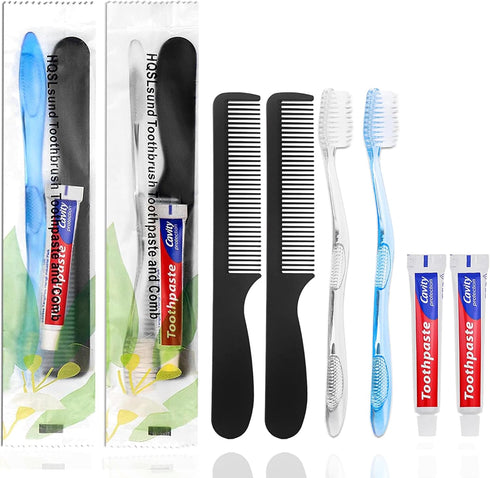 30 Pack Disposable Toothbrushes with Toothpaste and Comb for Homeless, Individually Wrapped