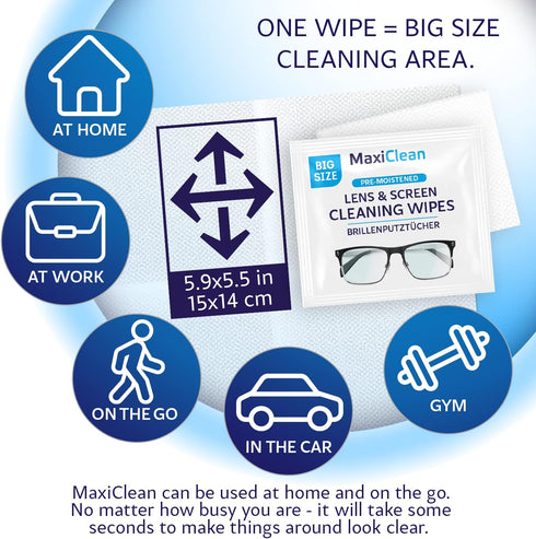 Glasses Wipes Lens Cleaner, 400 Pre-Moistened Individually Wrapped Wipes for Eyeglasses, Electronics, Camera Lens