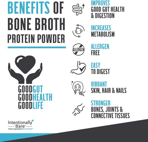 Intentionally Bare Bone Broth Collagen Peptides Powder, Unflavored, 20 Servings
