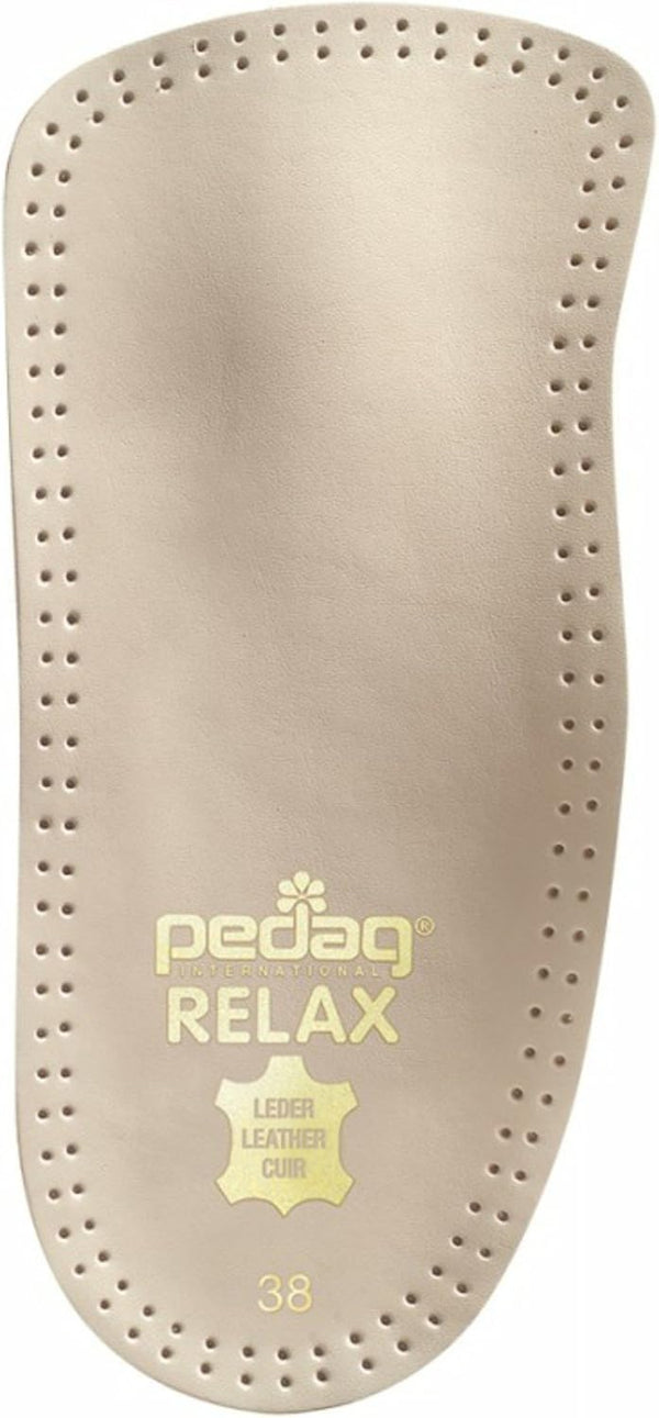 Pedag Relax 3/4 Insoles - German Made, Wide Arch Support Inserts with Latex Heel Cup, Tan, Women’s US 12/Men 9/EU 42