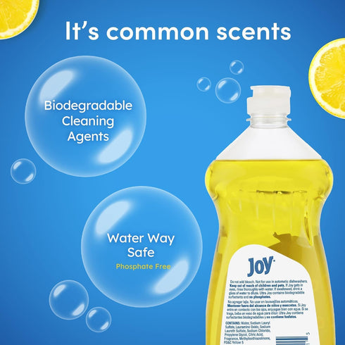 JOY Ultra Dish Soap Liquid, Lemon Fresh Scent, 30 Fl. Oz, Pack of 3, Yellow