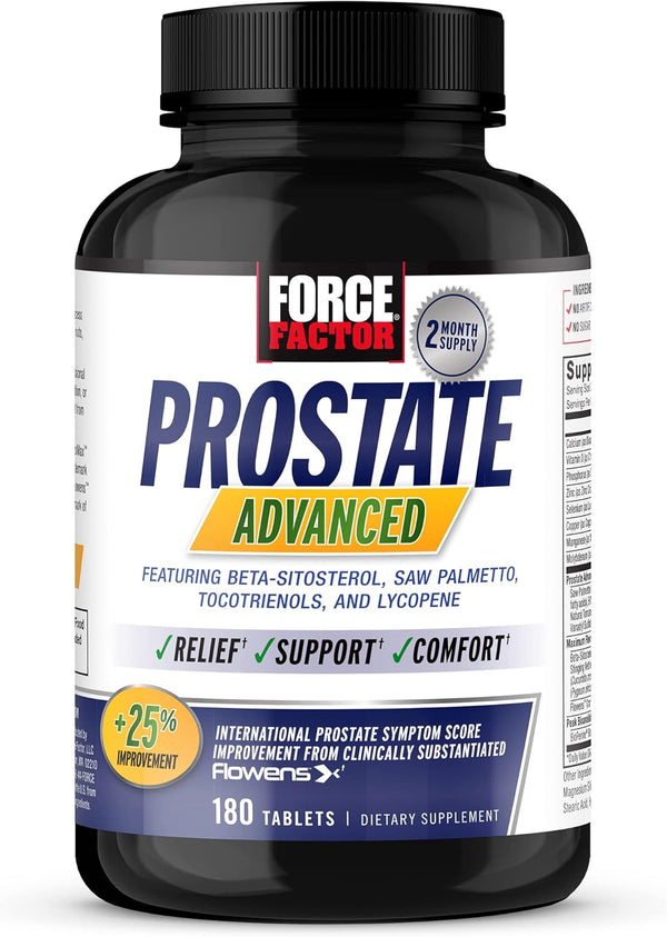 FORCE FACTOR Prostate Advanced, 180 Tablets (1-Pack) - Health Supplement for Men, Reducing Nighttime Bathroom Trips and