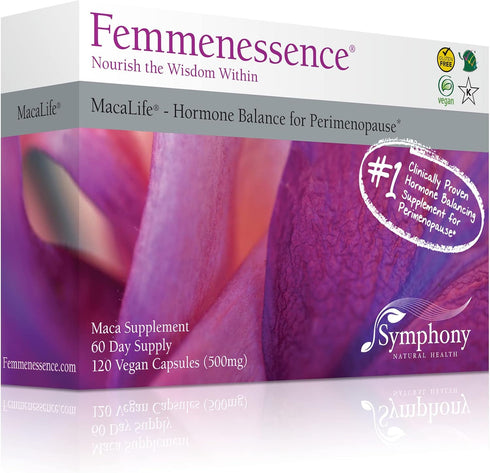 Femmenessence MacaLife – Natural Hormone Balance Supplements for Women, 120 Maca Capsules, Relief of Hot Flashes