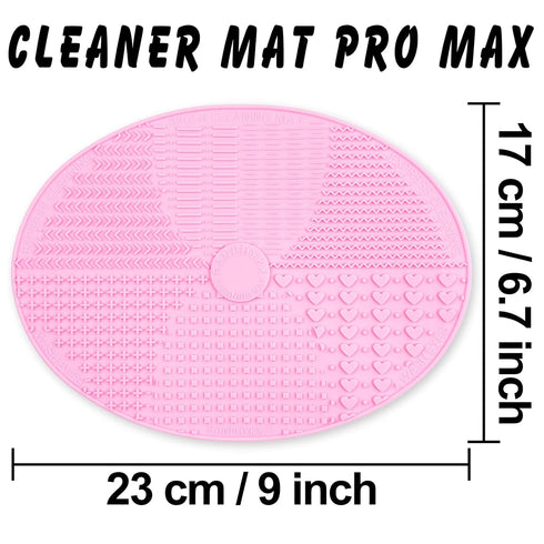 Makeup Brush Cleaner Mat Silicone Brush Cleaning Mat Big Size Make Up Brush Clean Pad with Suction Cup for Makeup Brush Cleaning (Pink)