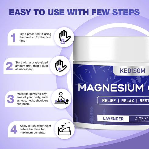 Magnesium Cream for Sleep - Natural Topical Magnesium Lotion, Calm - Nighttime Body Butter for Deep Hydration - Safe