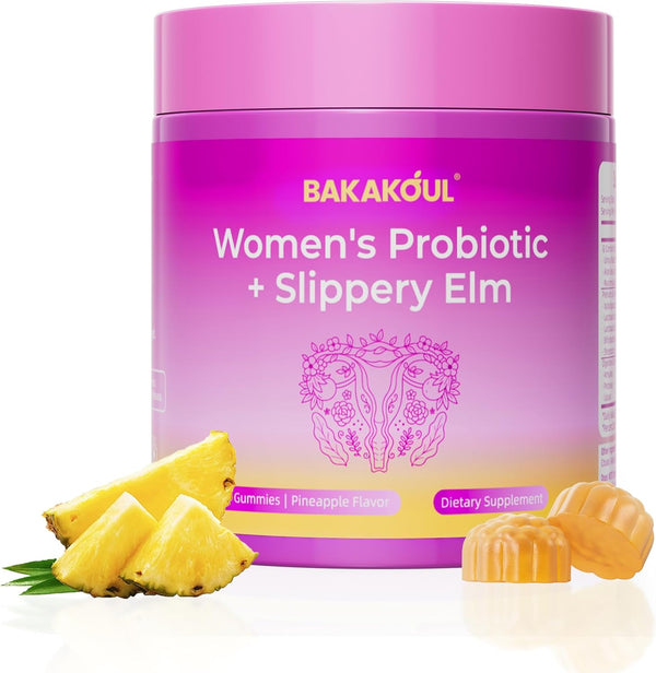 BAKAKOUL Feminine Probiotics Gummies for Women, Vaginal Probiotics with Slippery Elm,Prebiotics &