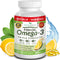 Best Triple Strength Omega 3 Fish Oil Pills - 180 Capsules, 2400mg High Potency Burpless Lemon Flavor for Heart Health
