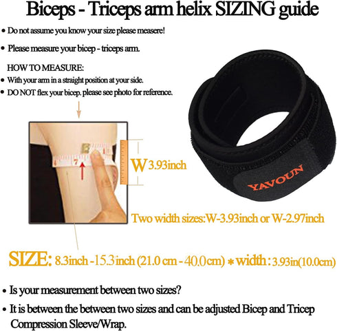 Tendonitis Bicep & Tricep Compression Sleeve/Wrap, Pain Relief for Muscle Strains, Compression Arm Support (Black)