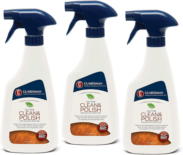 Guardsman Clean & Polish for Wood Furniture, Woodland Fresh, 16 oz Spray, Silicone Free, UV Protection