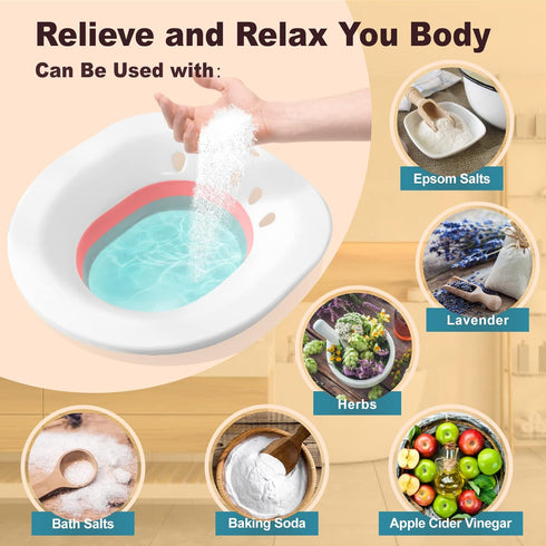 Sitz Bath for Hemorrhoids, Perineal Soaking Bath for Toilet Seat, Collapsible with Storage Bag for Postpartum Care