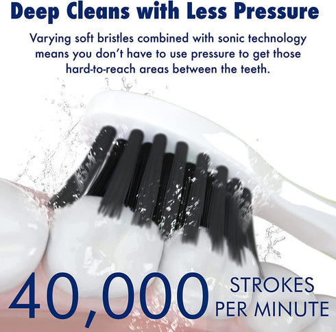 Solo Electric Toothbrush with 10 Brush Heads + 1 Interdental, Charcoal Bristles, Rechargeable, 3 Brush Modes
