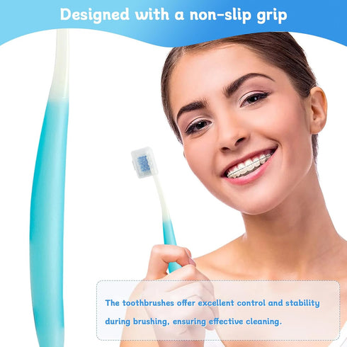 3-Pack Orthodontic Dental Care Kit, Soft Bristle Toothbrushes, Braces-Friendly Brush Flosser