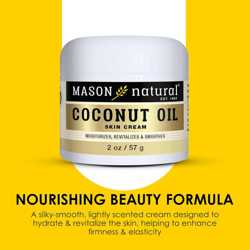 MASON NATURAL Coconut Oil Beauty Cream - Hydrating Moisturizer with Collagen for Smooth & Firm Skin, 2 oz
