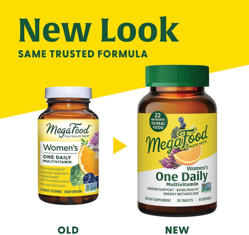 MegaFood Women's One Daily Multivitamin - 60 Tabs with Iron, B Complex, Vitamin C, D, Biotin