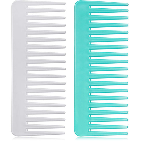 Large Hair Detangling Comb for Curly, Wet Dry Hair, Patelai Wide Tooth Comb, No Handle Accessories (White, Cyan)