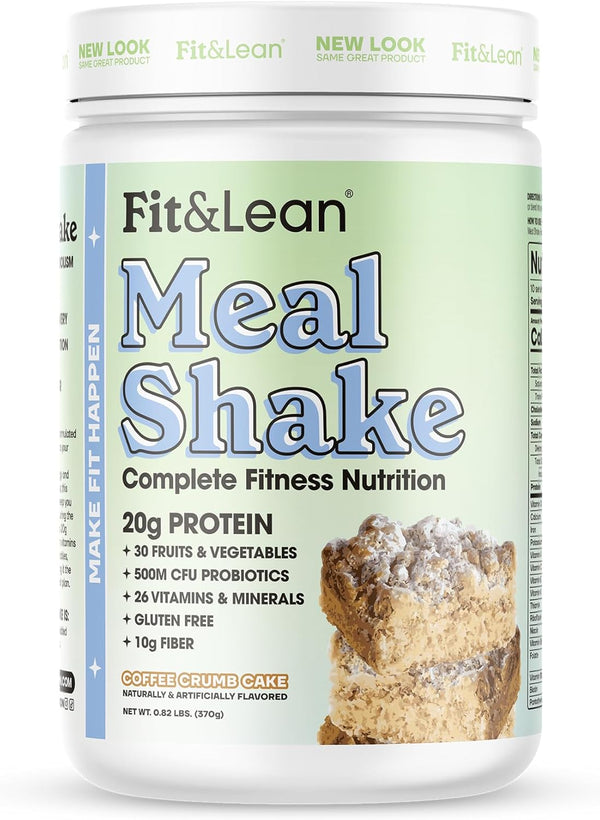 Fit & Lean Meal Shake, Fat Burning Meal Replacement, Protein, Fiber, Probiotics, Coffee Crumb Cake, 1lb