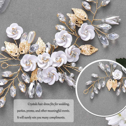 Latious Silver Flower Bride Wedding Hair Vine - Crystal Rhinestone Hair Jewelry for Women