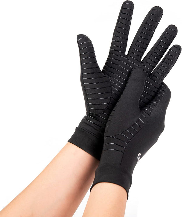 Copper Compression Gloves - Full Finger Breathable & Moisture Wicking Arthritis Compression Gloves for Women Men
