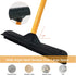 Pet Hair Removal Push Broom with Squeegee, Soft Silicone Bristle, Long Handle, Non-Scratch Carpet Sweeper Brush (Orange)