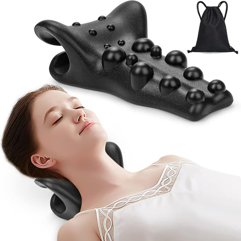 BK03 Neck and Shoulder Relaxer, Cervical Traction Device Neck Stretcher for TMJ Pain Relief, Black