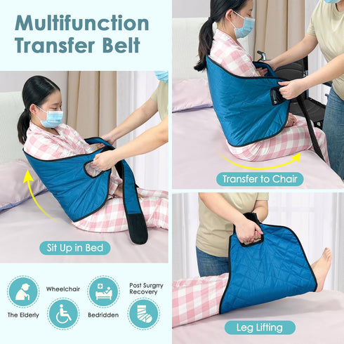 NEPPT Bedridden Patient Turning Device Belt for Bed Rails Elderly Adults Safety Bed Turner Straps to Change Diaper