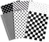Whaline 120Pcs Checkered Black White Tissue Paper, Star Stripes Polka Dots Pattern for Home Wedding Birthday Gift Wrap