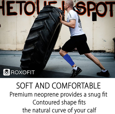 ROXOFIT Calf Brace for Torn Calf Muscle - Adjustable Neoprene Compression Support Wrap for Lower Leg Injury, Strain
