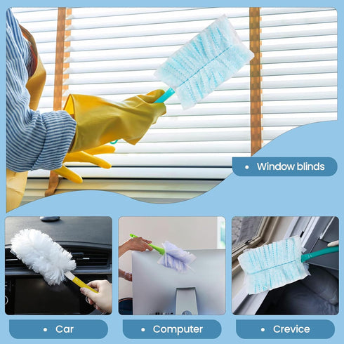Duster Refills Bulk for Swiffer Dusters, 30 Pcs Duster Refills & 1 Handle, Microfibre Cleaner Set for Home