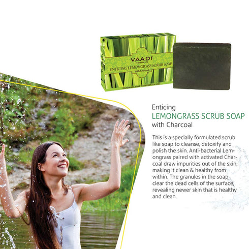 Vaadi Herbals Scrub Soap - Lemongrass, 6x75g