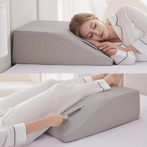 Leg Elevation Pillows for Sleeping, Memory Foam Wedge Pillow for Legs, Non-Slip Base, Removable Cover for Back Pain (10