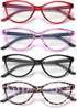 4 Pack Blue Light Blocking Reading Glasses for Women, Designer Cat Eye Frame, Anti Glare/UV Ray, 1.25