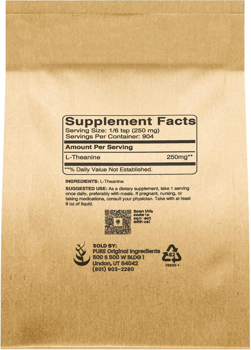 Pure Original Ingredients L-Theanine (8 oz) Amino Acid Supplement, No Additives or Fillers