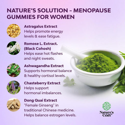 Gummies 60 Count Womens Menopause with Dong Quai - Menopause Vitamins for Women with Ashwagandha - Holistic Support