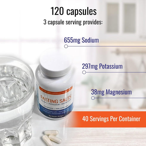 Nutri-Align Fasting Salts - 120 Capsules of Pure Electrolyte Capsules for Intermittent & Extended Fasting