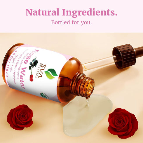 SVA ORGANICS Rose Water 4oz - Refreshing Spray for Skin Care, Hydration, Bath, Soaps, Haircare & Aromatherapy