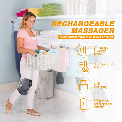 MOAJAZA Cordless Knee Massager - Heated Knee Brace Wrap for Relaxation, Heat and Vibration