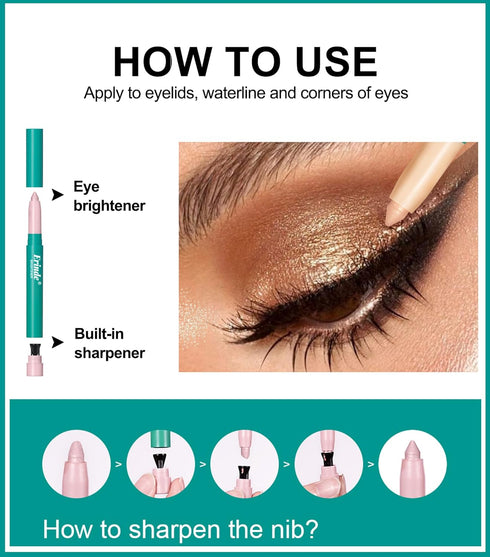 Erinde 4 Colors Eyeshadow Stick, Shimmer Creamy Eye Shadow Makeup, Long Lasting Waterproof Glitter Highlighter Pencil