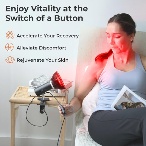 LifePro InfraGlow NIR & Red Light Therapy Lamp, 18 LEDs Clip-On for Chronic Pain Relief, Skin Wellness & Recovery