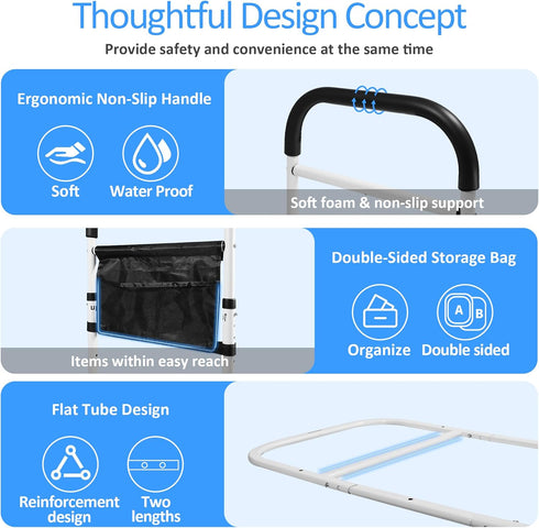 Rackickyer Bed Rails for Elderly Adults Safety,Height Adjustable Bed Assist Rails for Seniors, Non-Slip Bed Side Assist