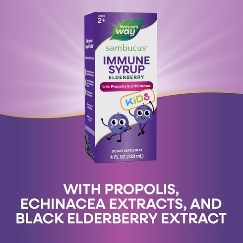 Nature's Way Sambucus Elderberry Immune Syrup for Kids - 4 Fl Oz, Vegetarian, with Echinacea & Propolis