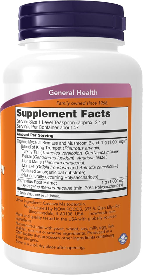 NOW Supplements, Mushroom Immune Renew with Astragalus Root Extract, Immune System Support*, 3.5-Ounce