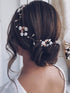Jakawin Bride Flower Wedding Hair Vine - Crystal Hair Piece, Pearl Bridal Headpiece, Leaf Hair Accessories for Women