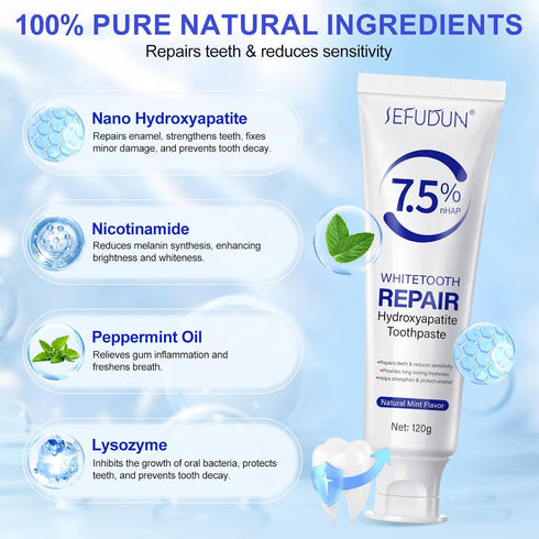 ISUNRISE 2Pcs 4.23 OZ Hydroxyapatite Toothpastes for Enamel Protection and Tooth Strengthening, with Gentle Mint
