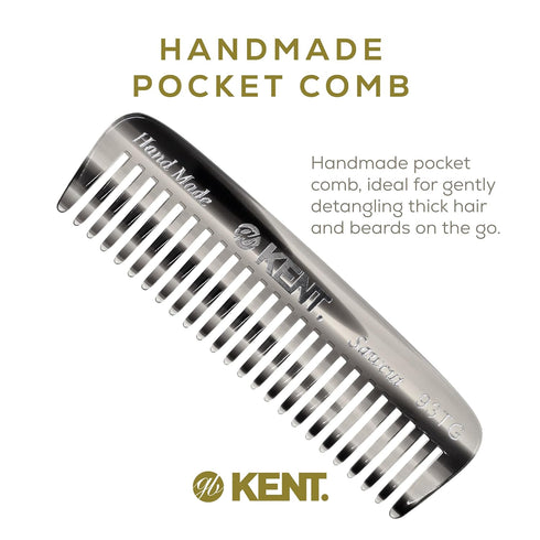 Kent 93T Mini Beard Comb for Men - Wide Tooth Mustache Comb and Beard Combs, Small Pocket Sized Travel Comb