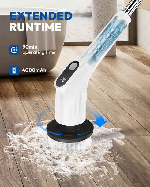 IPX7 7 2 Electric Spin Scrubber for Cleaning - Upgraded Cordless Cleaning Brush Scrubber - Waterproof Power Scrubber