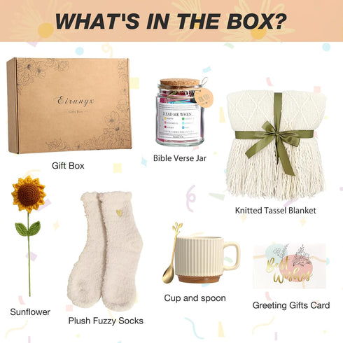 Package Self Care Gifts for Women Birthday Gift Basket, Sending Sunshine Sunflower Care Get Well Soon Gift Basket
