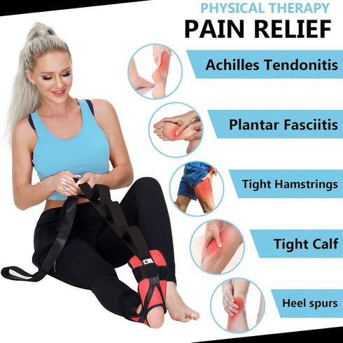 Foot and Calf Fascia Stretcher for Plantar Fasciitis - Physiotherapy Stretching Strap for Heel Spurs, Calf, Thigh, Hip