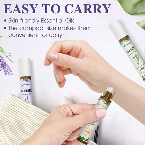 Set, Essential Oil Roll On Natural Aromatherapy Roll On, Relaxation Gift for Women and Men